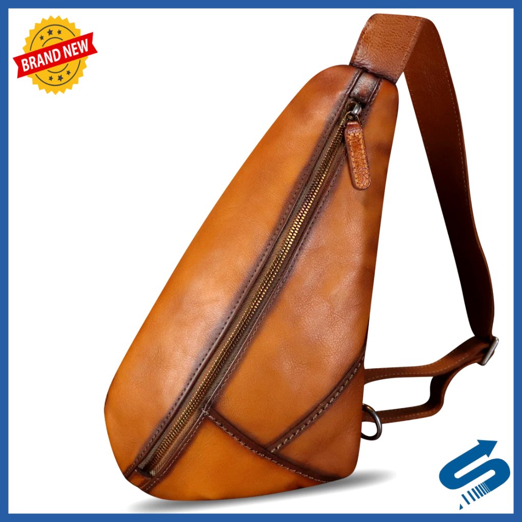 Genuine Leather Sling Backpack Crossbody Shoulder Bag Daypack